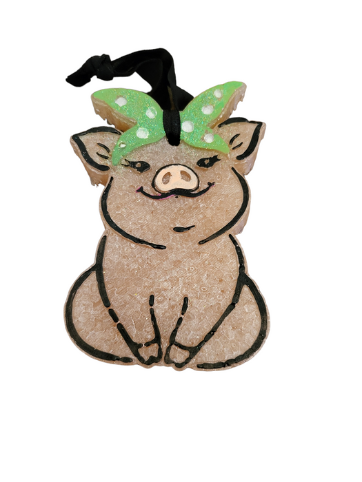 Pig With Bow Car Freshie